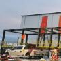 Heavy lift of an industrial pressure vessel for mechanical system installation. Heavy lift of an industrial pressure vessel for mechanical system installation.