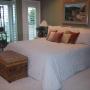 The beauty of this embroidered fabric and the quilting of the bedspread is not visible in the picture; however it is the focus of the treatment in this bedroom. Two colours of velvet were chosen to compliment and add a hint of colour to the room. The beauty of this embroidered fabric and the quilting of the bedspread is not visible in the picture; however it is the focus of the treatment in this bedroom. Two colours of velvet were chosen to compliment and add a hint of colour to the room.