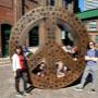 Pausing for a team picture while on a scavenger hunt in the Distillery District, Toronto Pausing for a team picture while on a scavenger hunt in the Distillery District, Toronto