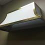 Residential kitchen exhaust hood . Powder coat finish with an antique brass trim and rivets. Residential kitchen exhaust hood . Powder coat finish with an antique brass trim and rivets.