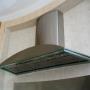 Custom curved stainless steel kitchen exhaust hood . Brushed finish with a glass bottom ,stainless steel grease filters and LED lighting. Custom curved stainless steel kitchen exhaust hood . Brushed finish with a glass bottom ,stainless steel grease filters and LED lighting.