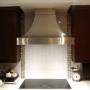 Stainless Steel Curved Kitchen Hood-Brushed finish with polished mirror trim. Stainless Steel Curved Kitchen Hood-Brushed finish with polished mirror trim.