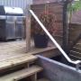 Outdoor custom stainless steel post and handrail. Outdoor custom stainless steel post and handrail.