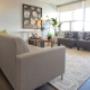Stylish living room with hard surface flooring at Main Square in Toronto, ON Stylish living room with hard surface flooring at Main Square in Toronto, ON