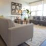 Stylish living room with hard surface flooring at Main Square in Toronto, ON Stylish living room with hard surface flooring at Main Square in Toronto, ON