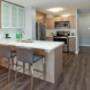 Open-concept kitchen with breakfast bar at Main Square in Toronto, ON Open-concept kitchen with breakfast bar at Main Square in Toronto, ON