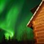 Northern lights outside Wolf Den cabin Northern lights outside Wolf Den cabin