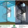 Concept d'escalier hélicoïdal et vue une fois fabriquée et installée. Concept d'escalier hélicoïdal et vue une fois fabriquée et installée.
