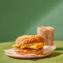 Asiago Sausage & Egg and Iced Chai Tea Latte Asiago Sausage & Egg and Iced Chai Tea Latte