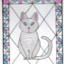 White Cat Cute Kitty Stained Glass Style Art 8x10 White Cat Cute Kitty Stained Glass Style Art 8x10