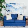Custom upholstered royal blue couch Custom upholstered royal blue couch