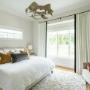 Custom white bedroom drapery with black hardware Custom white bedroom drapery with black hardware