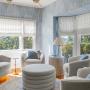 Flat Roman Shades in a sitting room. Flat Roman Shades in a sitting room.