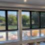 Black Roller shade with black fascia on white trim gives a good contrast. Black Roller shade with black fascia on white trim gives a good contrast.