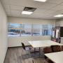 2 Inch Faux Wood Blinds with Cordless Lift and Wand Tilt on Lunchroom Windows in a Richmond Hill Commercial Setting. The headrails are covered with valances. 2 Inch Faux Wood Blinds with Cordless Lift and Wand Tilt on Lunchroom Windows in a Richmond Hill Commercial Setting. The headrails are covered with valances.