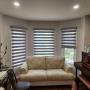 Dual Shades on Living Room Windows with Manual Cordless Control and a Fabric-Wrapped Cassette in a Renovated Richmond Hill Home Dual Shades on Living Room Windows with Manual Cordless Control and a Fabric-Wrapped Cassette in a Renovated Richmond Hill Home
