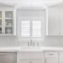 This kitchen is so bright and fresh! We wanted to add another wood element to match the ceiling and cabinetry—and our Plantation Shutters work perfectly! This kitchen is so bright and fresh! We wanted to add another wood element to match the ceiling and cabinetry—and our Plantation Shutters work perfectly!