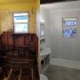 Reconstruction of the bathroom of the tile structure through the painting and installation of furniture and toilet Reconstruction of the bathroom of the tile structure through the painting and installation of furniture and toilet