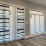 Our customer went bold with these matching Mera Window Fashions sliding panel track blinds and roller shades. We love the look of showcasing patterned and solid colors together! These fun fabrics are also on display in our Budget Blinds design centre in Medicine Hat, you can add a statement to any r Our customer went bold with these matching Mera Window Fashions sliding panel track blinds and roller shades. We love the look of showcasing patterned and solid colors together! These fun fabrics are also on display in our Budget Blinds design centre in Medicine Hat, you can add a statement to any r