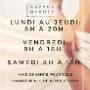 Nos heures ouvertures Nos heures ouvertures