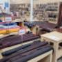 A photo of the front entry tables, covered in rolls of leather, sides, double shoulders and the ever growing collections and product that Tandy provides. Come on by and check out the highlighted collections and new products! A photo of the front entry tables, covered in rolls of leather, sides, double shoulders and the ever growing collections and product that Tandy provides. Come on by and check out the highlighted collections and new products!