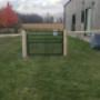 13/48/6 High tensile page wire installed on 5inch cedar posts.
13 horizontal strands, 48 inches tall, 6 inches between each vertical wire.
Single braces either side of black aluminum gate visible. 13/48/6 High tensile page wire installed on 5inch cedar posts.
13 horizontal strands, 48 inches tall, 6 inches between each vertical wire.
Single braces either side of black aluminum gate visible.