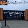 Custom Metal Driveway Gate with Orcas and Mountains Custom Metal Driveway Gate with Orcas and Mountains