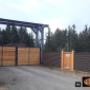 CV Cedar Premium Metal-framed Cedar Vehicle Gate with keyed lock. Overhead Pergola makes for a stunning impression. Coffee Brown Corrugated Metal Fence with Black Metal Flashing cap. Cedar gate with Cedar posts and Black Pyramid Metal Post Caps. CV Cedar Premium Metal-framed Cedar Vehicle Gate with keyed lock. Overhead Pergola makes for a stunning impression. Coffee Brown Corrugated Metal Fence with Black Metal Flashing cap. Cedar gate with Cedar posts and Black Pyramid Metal Post Caps.