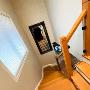 New stairs & glass railing with wooden handrails and posts New stairs & glass railing with wooden handrails and posts