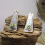 Sterling silver and fine silver earrings with peridots Sterling silver and fine silver earrings with peridots