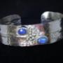 Sterling silver cuff bracelet with two blue labradorites Sterling silver cuff bracelet with two blue labradorites