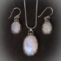Necklace and earrings set decorated with moonstones Necklace and earrings set decorated with moonstones