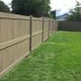 Boreal Series, Privacy Profile, Vinyl Fence in Dark Maple supplied by Fence 'N More Supplies Ltd for a DIY in Kamloops, BC Boreal Series, Privacy Profile, Vinyl Fence in Dark Maple supplied by Fence 'N More Supplies Ltd for a DIY in Kamloops, BC
