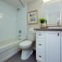 Modern bathroom with tub shower at Silvercreek Towers in Georgetown, ON Modern bathroom with tub shower at Silvercreek Towers in Georgetown, ON