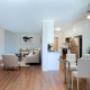 Spacious dining and living area with luxury vinyl plank flooring at Regency Tower in Owen Sound, ON Spacious dining and living area with luxury vinyl plank flooring at Regency Tower in Owen Sound, ON