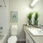 Modern bathroom with tub shower at Acton Apartments in Acton, ON Modern bathroom with tub shower at Acton Apartments in Acton, ON