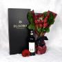 VALENTINES DAY 12 STEM RED ROSE BOUQUET WITH BOX & WINE VALENTINES DAY 12 STEM RED ROSE BOUQUET WITH BOX & WINE