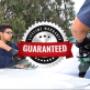 2 People helping in windshield replacement. 2 People helping in windshield replacement.