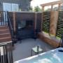 Hot tub and big screen tv. Hot tub and big screen tv.