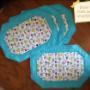 Place mats set of 4 starting at $25 can be custom made for color, amount or add a table topper for the center ! Place mats set of 4 starting at $25 can be custom made for color, amount or add a table topper for the center !