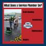 Service plumbers handle all the small jobs which can build up around a house. Mike can assist with installation of a new fixture, maintaining plumbing, repairs, drain cleaning, and we also offer water treatment. Service plumbers handle all the small jobs which can build up around a house. Mike can assist with installation of a new fixture, maintaining plumbing, repairs, drain cleaning, and we also offer water treatment.