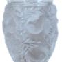 Lalique (France) satin and clear crystal ‘Bagatelle’ vase, with raised doves and foliate branch motifs, 6¾” tall. Signed beneath. Lalique (France) satin and clear crystal ‘Bagatelle’ vase, with raised doves and foliate branch motifs, 6¾” tall. Signed beneath.
