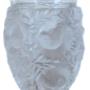 Lalique (France) satin and clear crystal ‘Bagatelle’ vase, with raised doves and foliate branch motifs, 6¾” tall. Signed beneath. Lalique (France) satin and clear crystal ‘Bagatelle’ vase, with raised doves and foliate branch motifs, 6¾” tall. Signed beneath.