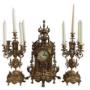 Louis Philippe style 3 piece gilt bronze clock and garniture set. Louis Philippe style 3 piece gilt bronze clock and garniture set.
