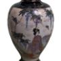 Antique handpainted Kutani (Japan) pottery vase, with figurative motifs on a cobalt ground, approx. 11½” tall. Signed with character mark beneath. Meiji
Period, circa 1868-1912. Antique handpainted Kutani (Japan) pottery vase, with figurative motifs on a cobalt ground, approx. 11½” tall. Signed with character mark beneath. Meiji
Period, circa 1868-1912.