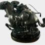 Jerry McNulty (Contemporary)
Cowboy roping a steer
Bronze sculpture of dark brown patina
Signed, and numbered 1/30 on the base
16½” long, on an oval marble base Jerry McNulty (Contemporary)
Cowboy roping a steer
Bronze sculpture of dark brown patina
Signed, and numbered 1/30 on the base
16½” long, on an oval marble base