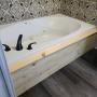 Custom bath tub installation with custom tiles, plumbing, new tap, custom wood work. Custom bath tub installation with custom tiles, plumbing, new tap, custom wood work.