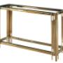 Console Table Gold:
Double Shelf Tempered Clear Glass Tops
Gold Stainless Steel Base
47.5? x 16? x 31? H Console Table Gold:
Double Shelf Tempered Clear Glass Tops
Gold Stainless Steel Base
47.5? x 16? x 31? H