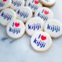 Corporate logo custom sugar cookies printed with branded logo and company name for customer appreciation and marketing event. Corporate logo custom sugar cookies printed with branded logo and company name for customer appreciation and marketing event.