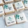 Custom sugar cookie party favours personalized with a Thank you message and two corporate logos for a volunteer appreciation luncheon. Custom sugar cookie party favours personalized with a Thank you message and two corporate logos for a volunteer appreciation luncheon.